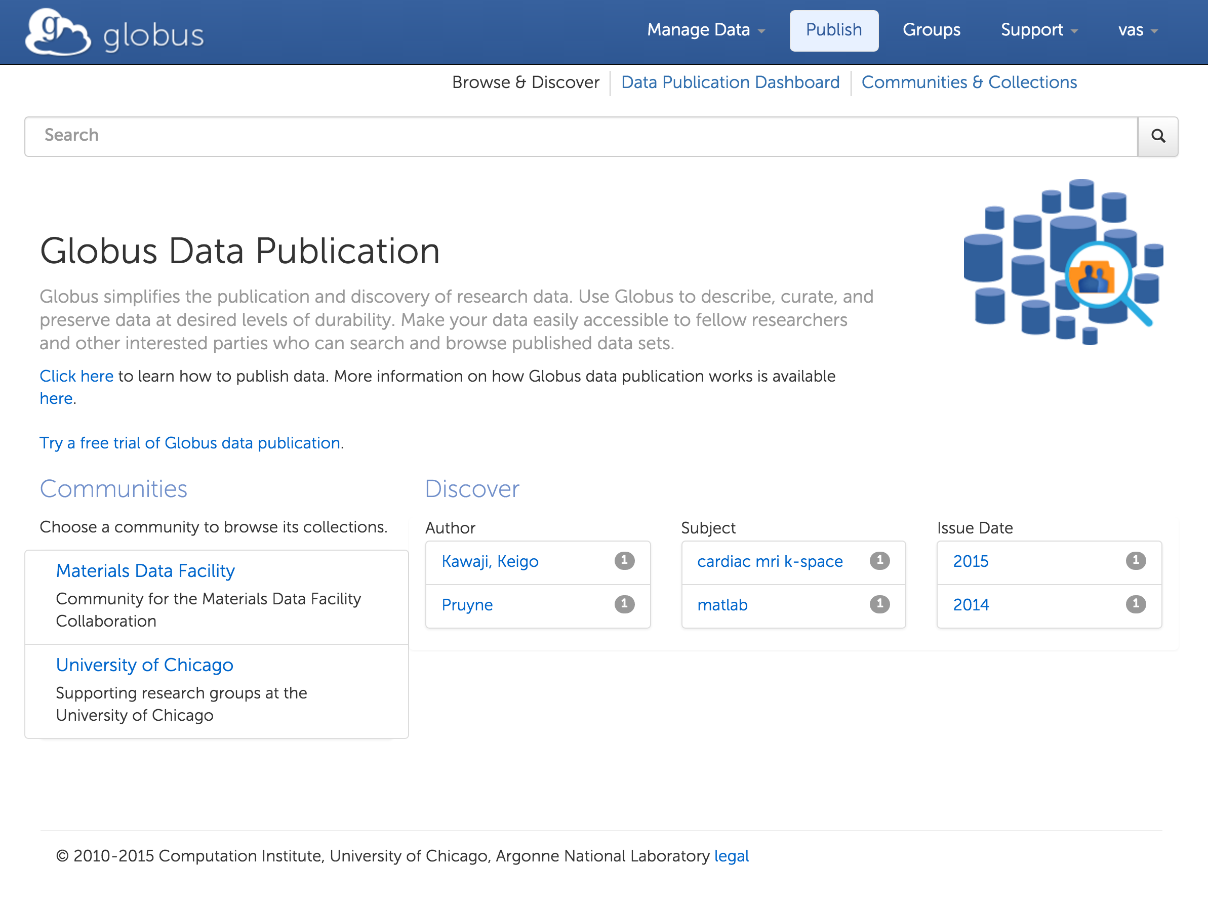 Data publication home page