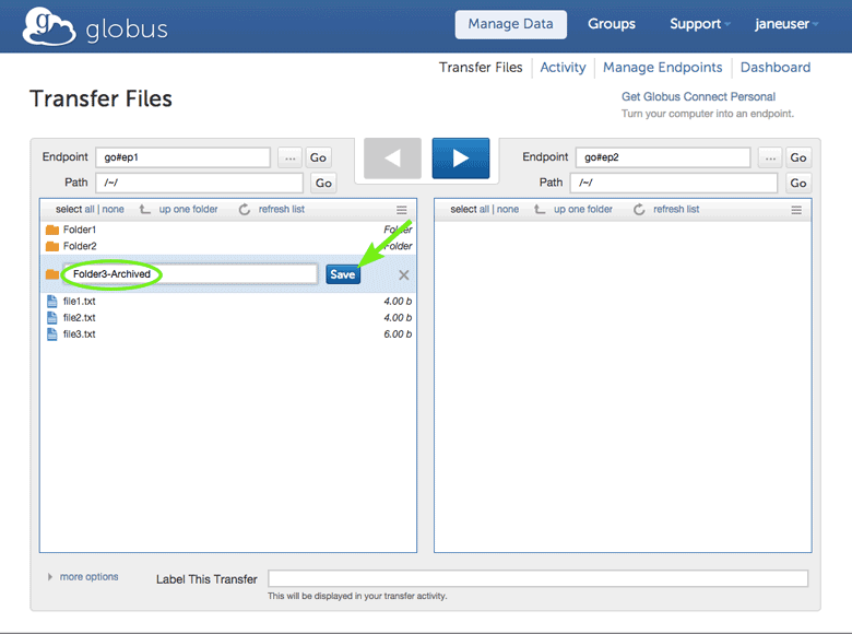 Transfer Files Save Renamed Folder