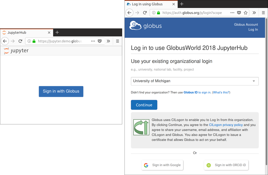 Jupyter Globus login